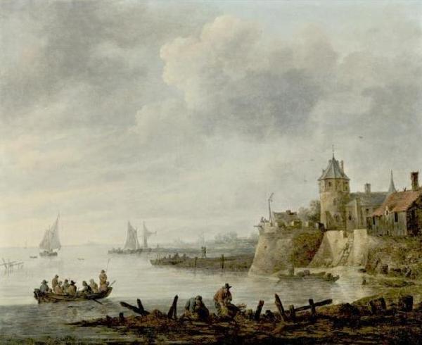 Jan van  Goyen River Scene with a Fortified Shore